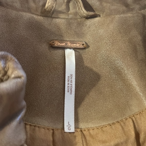 Free People bronze real lamb leather jacket Sz L NWOT - Picture 12 of 14